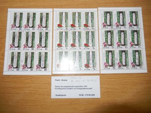 Nordkorea: MiNr. 3056-58 in 3 Kleinbögen (162 Euro Michel)