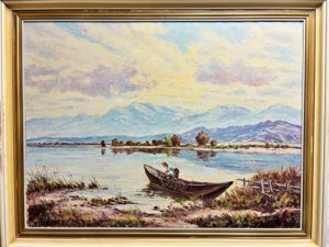 Bild - unten links signiert-am Bodensee, Ölgemälde auf Leinwand 70x90