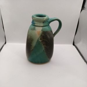 Vase mit Henkel grün gemustert hoch 12cm Öffnunung