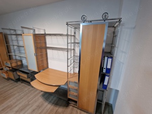 Balton BIII 380 Regalwand mit Vitrine, 3xSchublade, 2xSchobladenkorpus, PC-Arbeitsplatz, Schiebetür