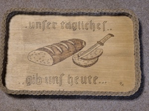 Großes Holztablett mit Spruch, selten