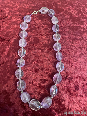 Amethyst Kette, Edelsteinkette, Halskette, lila, große Steine
