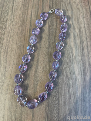 Amethyst Kette, Edelsteinkette, Halskette, lila, große Steine Bild 2