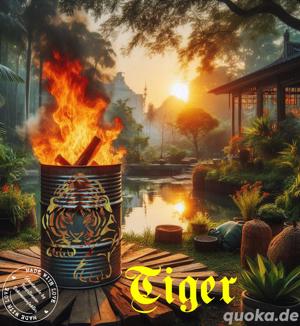 Feuertonne 200 Liter Handmade Motiv Tiger 