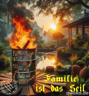 Feuertonne Feuerkorb Handmade Spruch Familie Seil 200 Liter 