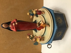 Wendt & Kühn alte Spieluhr bunte Engel mit Madonna ohne Kind. Defekt  Erzgebirge Bild 3