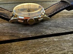 Trans Marine Landeron 51 Chronograph Handaufzug 585er Gold Stopp-Funktion 36mm Bild 5