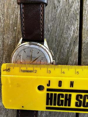 Trans Marine Landeron 51 Chronograph Handaufzug 585er Gold Stopp-Funktion 36mm Bild 3