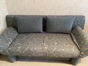 Sofa ausziehbar Schlafcouch Schlafsofa mit Stauraum blaugrau
