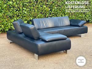 KOSTENLOSE LIEFERUNG Montel Ecksofa aus schwarzem Echtleder