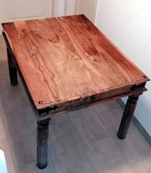 Esstisch Sheesham 120x90x76 grau geölt LEEDS
