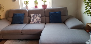 Ecksofa Stoff grau