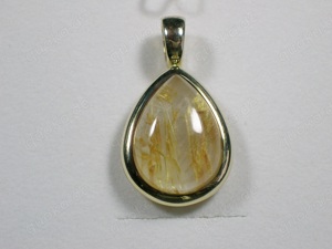 NEU: Clip-Anhänger mit großem Gold-Rutil-Quarz, 375 - 9K Gold Bild 2