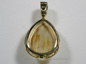 NEU: Clip-Anhänger mit großem Gold-Rutil-Quarz, 375 - 9K Gold Bild 3