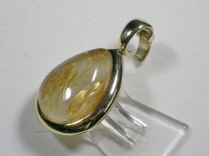 NEU: Clip-Anhänger mit großem Gold-Rutil-Quarz, 375 - 9K Gold