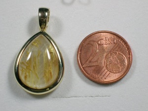 NEU: Clip-Anhänger mit großem Gold-Rutil-Quarz, 375 - 9K Gold Bild 4