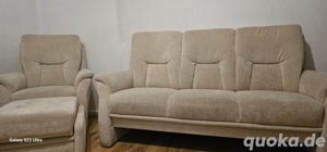 Couch + Sessel + Hocker (mit Stauraum)