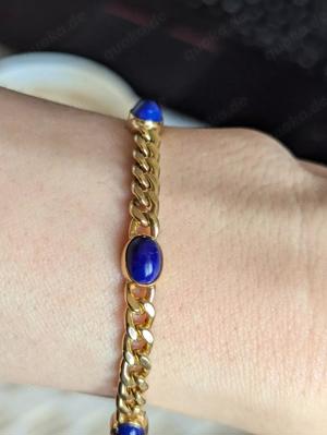 Armband aus Lapislazuli und 585er Gelbgold