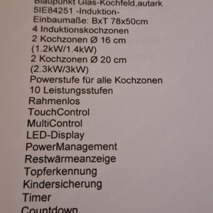 Blaupunkt Glas Kochfeld 78 x 50 cm Induktion