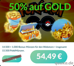 Pokemon GO 50% auf Pokemünzen