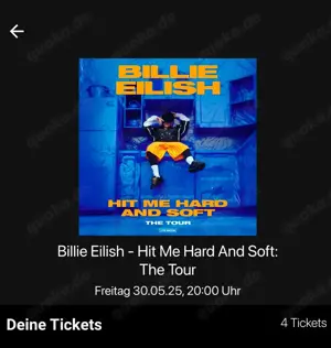 Biete 4x Tickets für Billie Eilish Köln 30.05 Stehplätze
