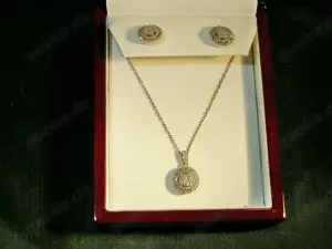 NEU: Kette mit Anhänger + Ohrstecker, 925 Silber 1Ct DIAMANTEN