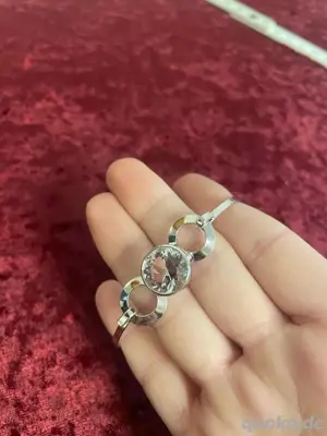 Armspange Armreif mit Bergkristall, 835 Silber, Vintage Bild 1