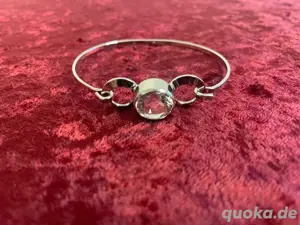 Armspange Armreif mit Bergkristall, 835 Silber, Vintage Bild 2