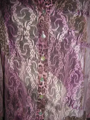 NEUw Lace- Spitzen * Pailletten Stickerei * Batik * Hemd- Bluse "BIBA by ESCADA" Gr. 40- 42  M rosé