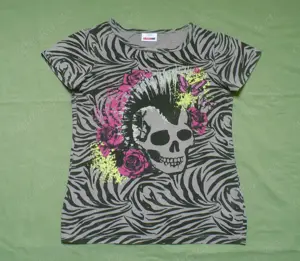 T-Shirt grau schwarz getigert 146 152