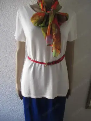 Designer VINTAGE seidig mercerisiert Baumwolle Kurzarm * Feinstrick * Pullover * Gr.40-42  M weiß