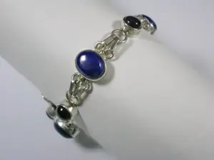 NEU: Armband 925 Silber mit Lapislazuli + Amethyst