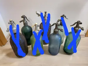 verschiedene ANTIKE Sodaflaschen Siphon Syphon Sifon Soda Glas