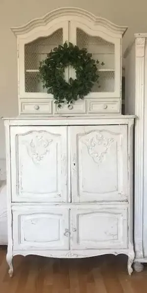 Buffetschrank weiß PROVENCE shabby Landhausstil Geschirrschrank Frankreich Flamant Hasendraht antik