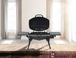 Tragbarer Gasgrill mit Standfuß und Rollen