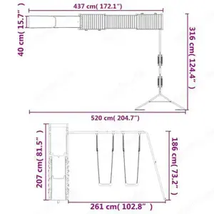 Spielturm mit 2Schaukeln, Kletterwand & Rutsche aus massiven Kiefernholz Douglasienholz (3Varianten) Bild 10