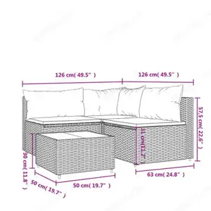 Garten-Lounge   Gartensofa 4Teilig aus Poly Rattan (Verschiedene Farben) Bild 10