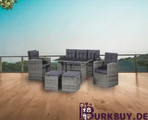 Gartentisch-Lounge 6Teilig aus Poly Rattan (Verschiedene Farben)