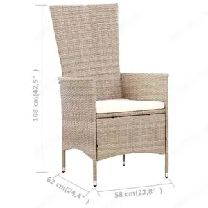 Garten-Lounge   Garten-Essgruppe 9Teilig aus Poly Rattan Beige (2 Tisch Größen) Bild 7