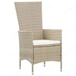 Garten-Lounge   Garten-Essgruppe 9Teilig aus Poly Rattan Beige (2 Tisch Größen) Bild 3