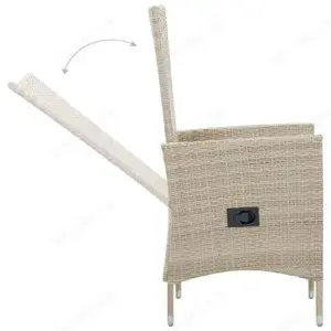 Garten-Lounge   Garten-Essgruppe 9Teilig aus Poly Rattan Beige (2 Tisch Größen) Bild 5