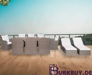 Garten-Lounge   Garten-Essgruppe 11Teilig aus Poly Rattan (Verschiedene Farben)