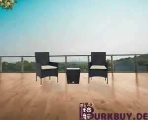 3-tlg. Bistro-Set aus Poly Rattan & Hartglas mit Kissen (6Farben)