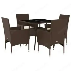 3 5-tlg. Bistro-Set aus Poly Rattan & Hartglas mit Kissen (8Farben) Bild 2