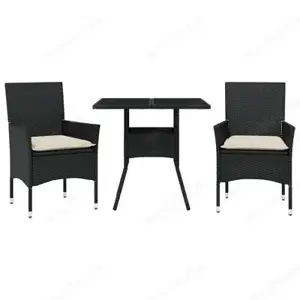 3 5-tlg. Bistro-Set aus Poly Rattan & Hartglas mit Kissen (8Farben) Bild 4