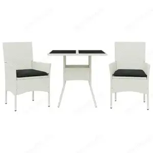 3 5-tlg. Bistro-Set aus Poly Rattan & Hartglas mit Kissen (8Farben) Bild 10
