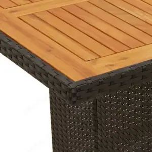 7 9-tlg. Garten-Essgruppe aus Poly Rattan & massiven Akazienholz Hartglas mit Kissen (6Farben) Bild 7