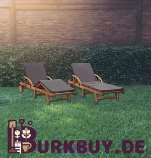 Sonnenliegen aus massivem Akazienholz mit Auflage (Verschiedene Farben)