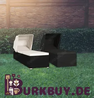 Sonnenliege mit Sonnenschutz und Auflage (Verschiedene Farben)