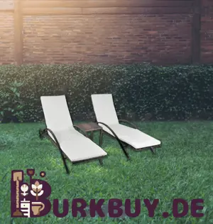 Sonnenliegen mit Tisch aus Poly Rattan (Verschiedene Farben)